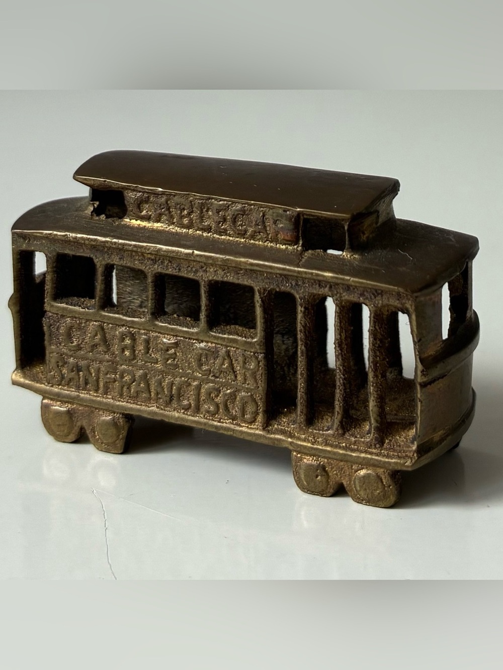 Vintage Brass San Francisco Miniature Cable Car Souvenir Figurine Mini